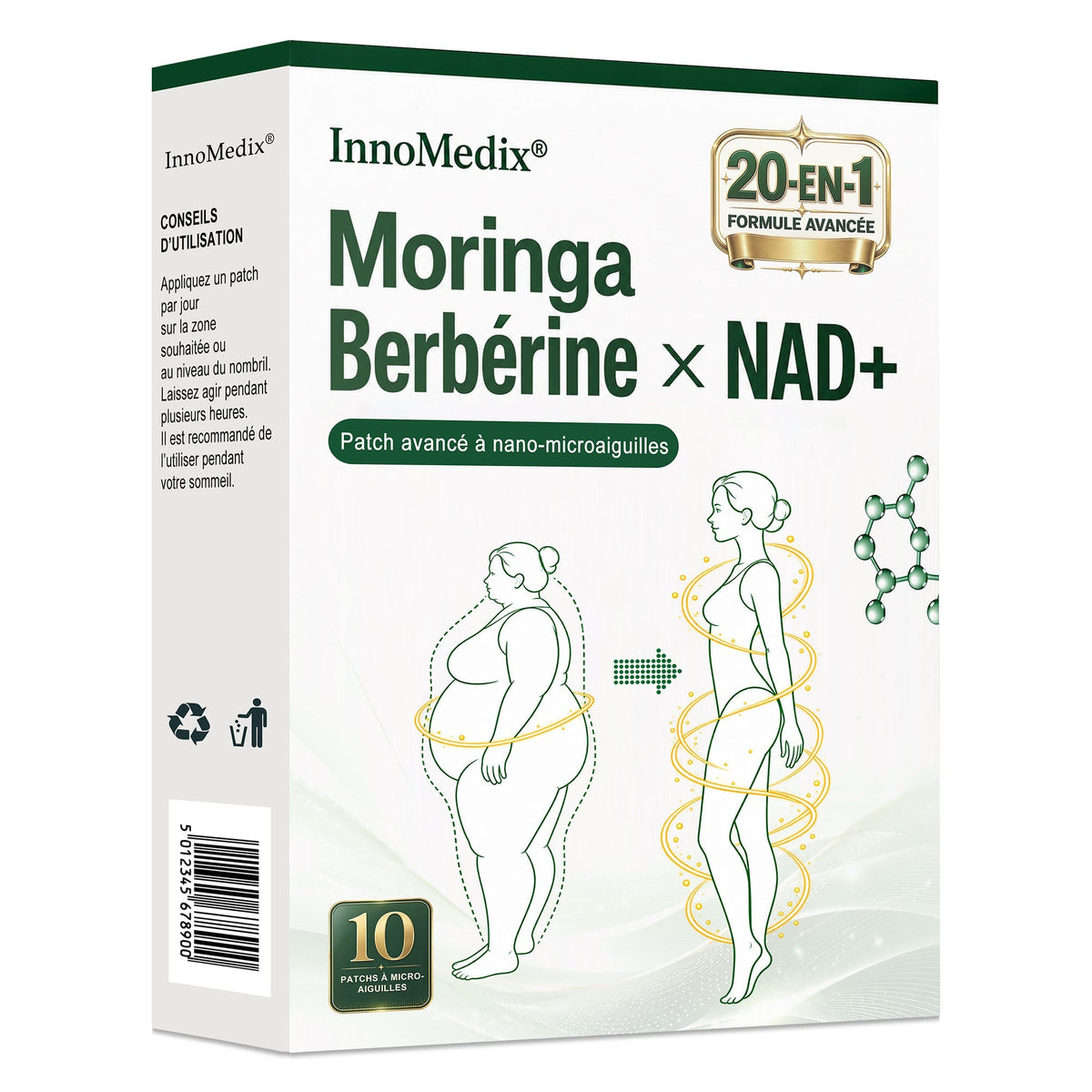 InnoMedix® Moringa Berbérine x NAD+ 20-IN-1 Patch Avancé à Nano-Microaiguilles 🎁