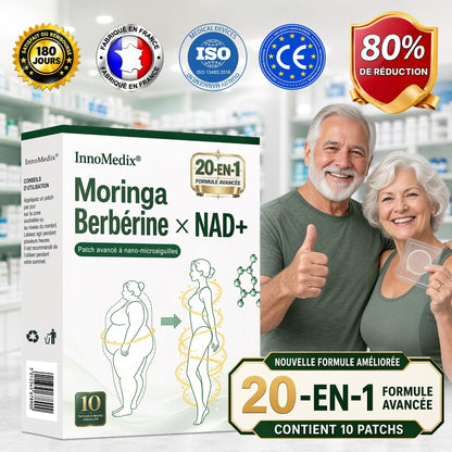 InnoMedix® Moringa Berbérine x NAD+ 20-IN-1 Patch Avancé à Nano-Microaiguilles 🎁