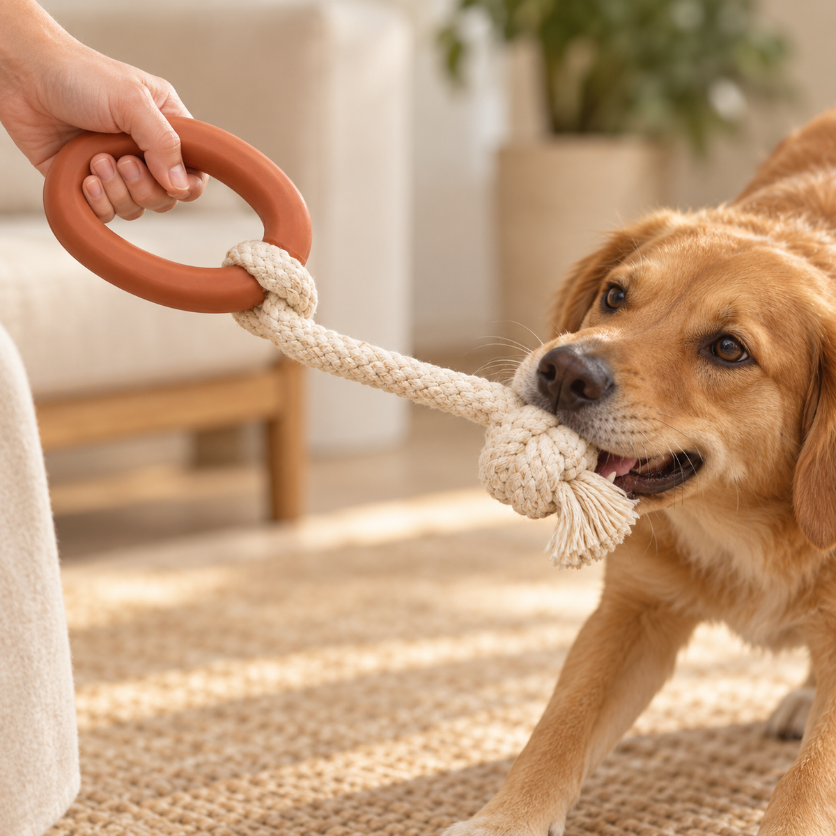 Tailmoraor Rope Tug Toy for Dogs – Interactive Ring Handle Chew Toy for Everyday Play