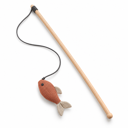 Tailmoraor Interactive Fish Wand Toy for Cats – Teaser Stick Toy for Everyday Play and Fun