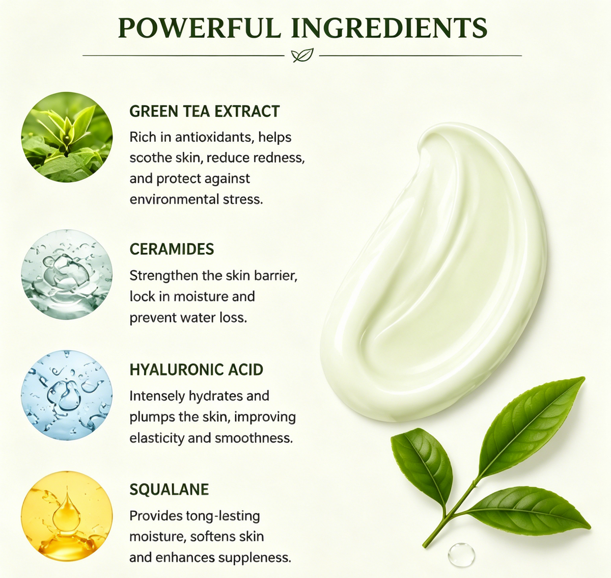 NOVELOVE® Crème de nuit hydratante au thé vert
