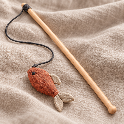 Tailmoraor Interactive Fish Wand Toy for Cats – Teaser Stick Toy for Everyday Play and Fun