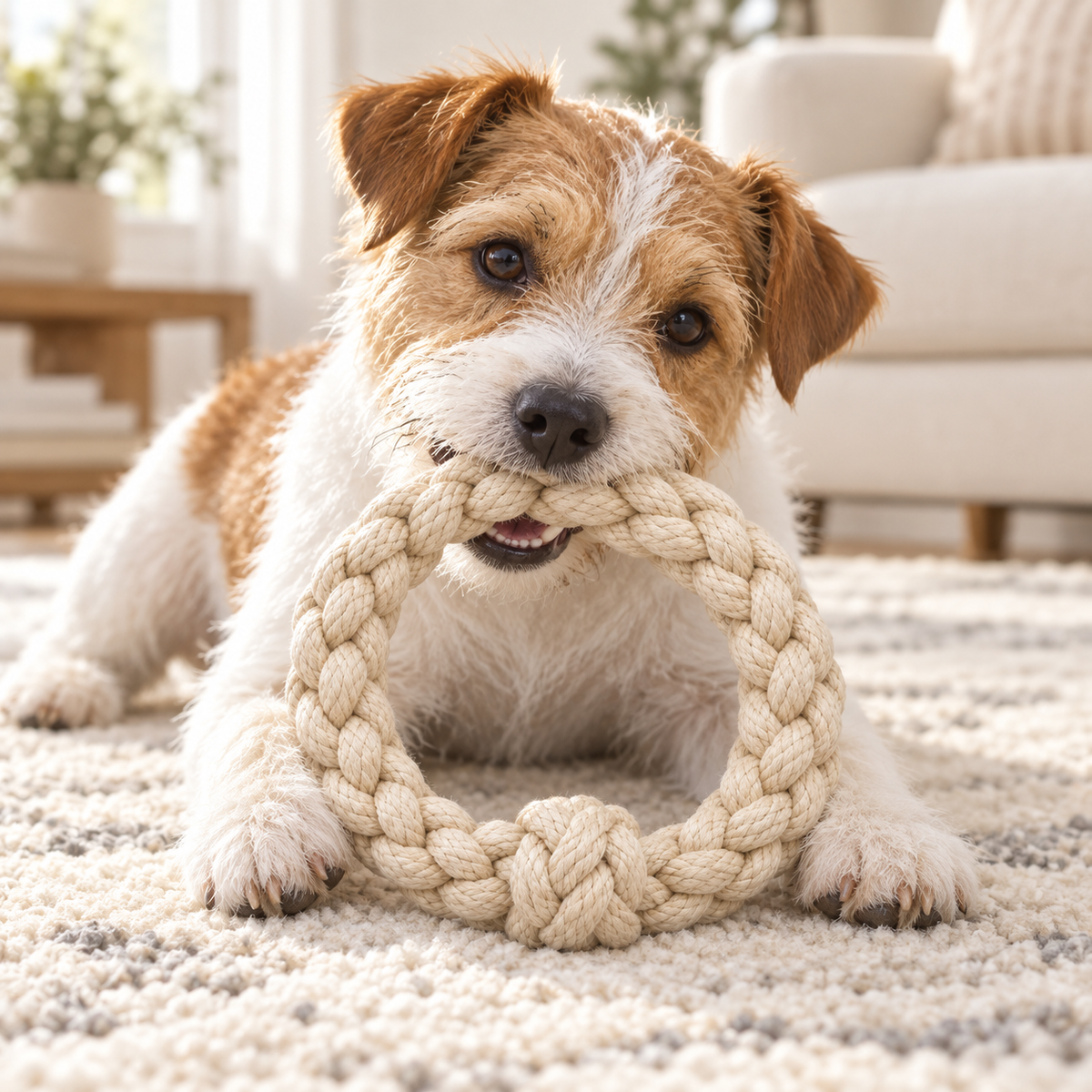 Tailmoraor Braided Rope Ring Dog Toy – Interactive Tug and Chew Toy for Everyday Play