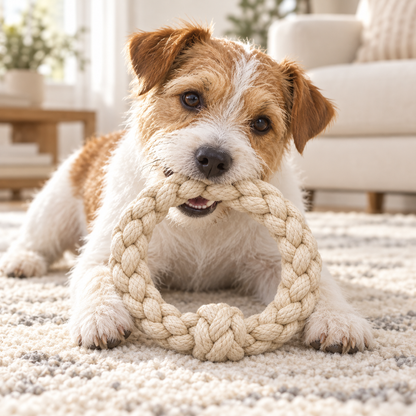Tailmoraor Braided Rope Ring Dog Toy – Interactive Tug and Chew Toy for Everyday Play