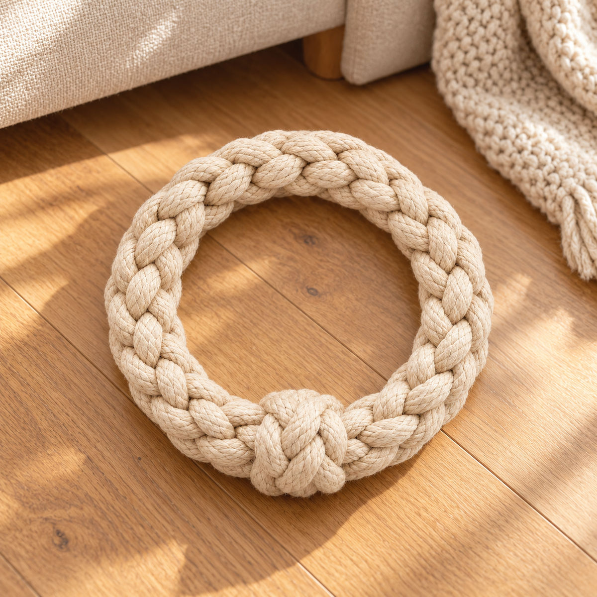 Tailmoraor Braided Rope Ring Dog Toy – Interactive Tug and Chew Toy for Everyday Play